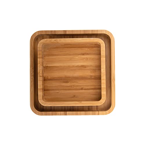 Mateda Bamboo Pistachio Snack Bowl Double Dish Nut Bowl With Shell Storage, 9.5" X 9.5" X 3.8" #TOP3