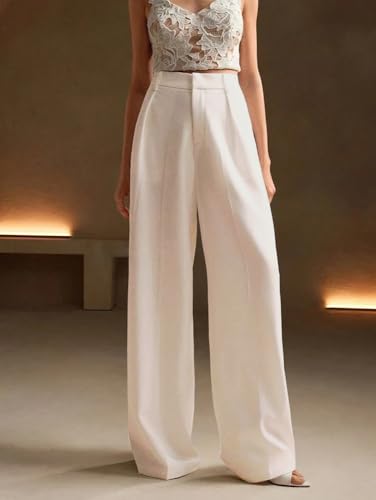 Image of GRECIILOOKS Women High Rise High Waist Trousers Flared Korean Style Formal Pants|Elegant Workwear for Office, College & Events