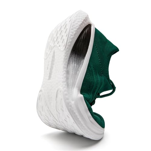 Image of DLWKIPV Running Shoes for Men Casual Slip on Tennis Walking Sneakers Lightweight Breathable Mesh Fashion Gym Athletic Sports Workout Non Slip Trainers Dark Green W Size 6.5