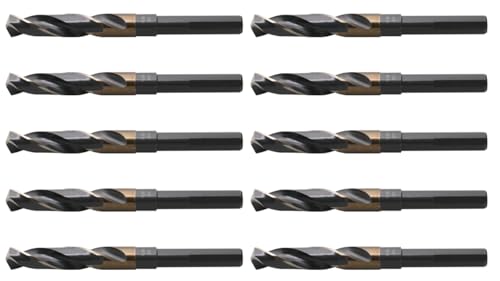 Accusize Industrial Tools 5/8'' ANSI M35(H.S.S. + 5% Cobalt) S and D Drill Bits, 1/2'' Shank, 135 Degree Split Point, 10 Ps Set, 0412-0058x10