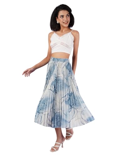 Image of OTABU | Exquisite Marble Elegance A-Line Printed Midi Skirt for Women