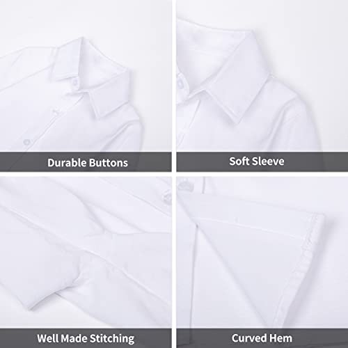 Image of LittleSpring Boys Button Down Long Sleeve Uniform Dress Shirts with Tie