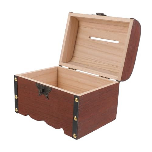 Homoyoyo Caja de Madera Vintage Cofre Tesoro con Cerradura y Candado Corazón Hucha Ahorro y Organizador Joyas Estilo Retro Elegante para Decoración Hogar y Viajes Portátil