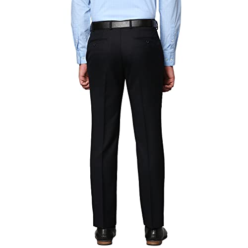 Image of Park Avenue Men's Poly Wool Blend Structure Pattern Super Slim Fit Flat Front Formal Trouser