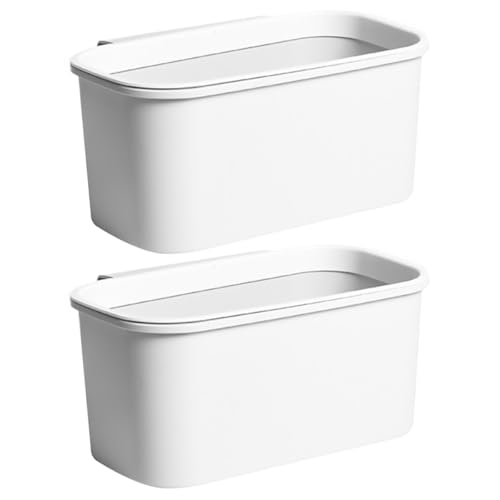 LALAFINA 2 Contenedores de Basura Colgantes para Cocina, Plástico Blanco, Tamaño Compacto, Hogar y Organización de Espacios, Cubo de Basura Multiusos, Adecuado para Cocina y Oficina