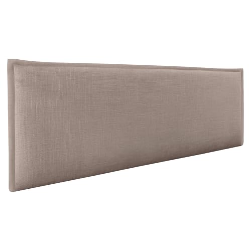 DHOME Cabecero de Lino Natural Liso con Ribete Cabezal Tapizado Cama Dormitorio Moderno Top Trending (Tierra, 150cm (Camas 150/160))