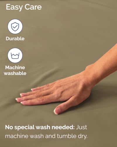 Image of Extra Deep Flex Top Split Head King Fitted Sheet - Hotel Luxury Single Fitted Sheet Only - Easily Fits 18 inch to 24 inch Mattress - Ultra Soft, Wrinkle Free w /Extra Deep Pockets - Khaki
