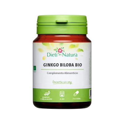 Dieti Natura Ginkgo Biloba 200 Cápsulas - Pastillas Memoria y Concentración - Ginkgo Biloba Natural Cápsulas para la Memoria - Nootropico Natural sin OMG (200 unidades, BIO)