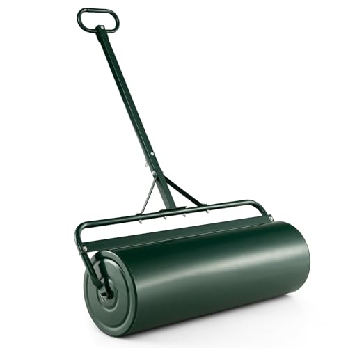COSTWAY Lawn Roller Push/Tow Behind a Tractor Sod Drum Roller for Garden Yard Park Farm (Green)