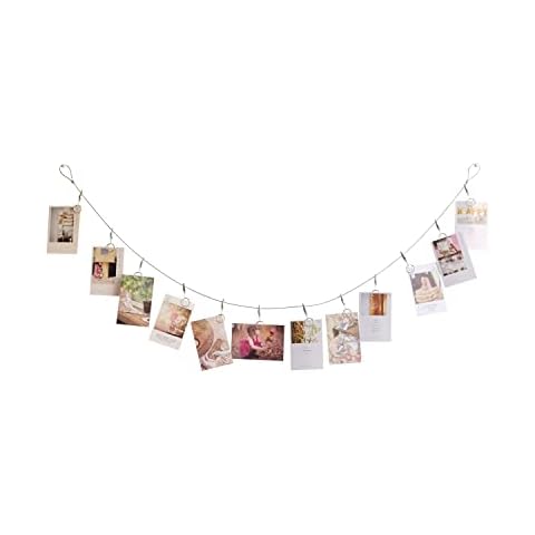 TFu Multi-Purpose Steel Wall Hanging Photo Display Cable Wire Rod with 12 Adjustable Clips Cover