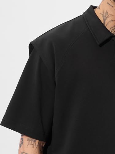 Image of The Souled Store Korean Polo: Men and Boys Short Sleeves Collared Neck Solid Cotton Oversized Polos