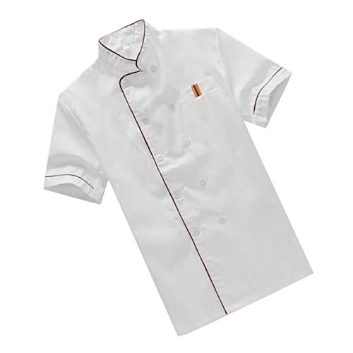 LIFKOME Casual Loose Chef Clothing Chef Jackets Unisex Chef Pants Chef Shirts Short Sleeve Chef Jacket for Men Apron Female Chef Clothes Short Sleeve Chef Jackets Cuisine Chef Coat White