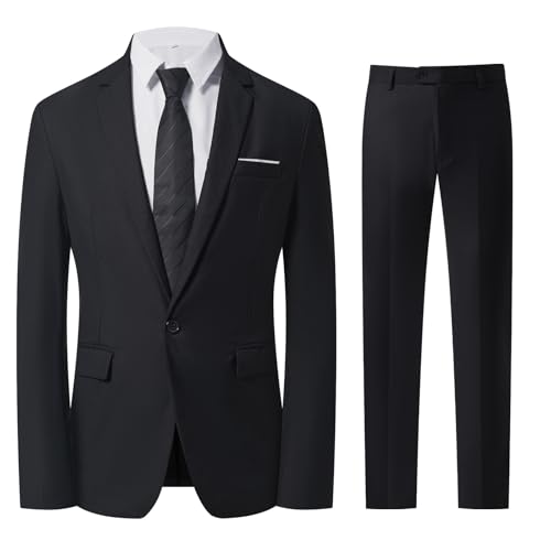 Men's Suits 2 Piece Slim Fit One Button Dress Suit Jacket Blazer Pants Set for Wedding Business
