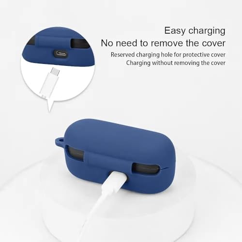 Image of Silicone Cover Compatible with Sony WF C510 Case - Shockproof, Anti-Slip (Bluetooth Earbuds and Charging case not Included) (Black)