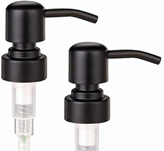 2 Pack Thick Amber Glass Pint Jar Soap Dispenser with Matte Black Stainless Steel Pump, 16ounce Boston Round Bottles Dispenser with Rustproof Pump for Essential Oil, Lotion Soap