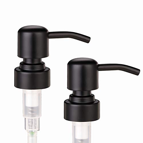 2 Pack Thick Clear Glass Pint Jar Soap Dispenser With Matte Black Stainless Steel Pump, 16Ounce Clear Boston Round Bottles Dispenser With Rustproof Pump For Essential Oil, Lotion Soap #TOP4