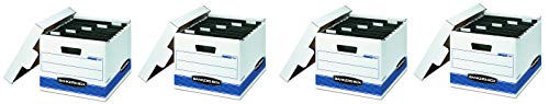 Bankers Box HANG'N'STOR Medium-Duty Storage Boxes, FastFold, Lift-Off Lid, Letter, 4 Pack (00784), Blue;White (F?ur Pa?k)