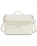 17 Inch Laptop Bag for Women, Large Cute Messenger Bags Office Computer Carrying Case Shoulder Bag with Fashion Accessory, Water Resistant Quilted Crossbody Business Work Briefcase for College Travel