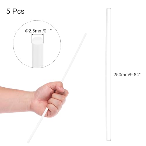 Image of uxcell 5 Pcs White Plastic Rods 2.5 x 250mm ABS Styrene Round Stick Round Solid Bar DIY Model for DIY Toys Building Making Architectural Model Making
