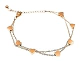 Double-Chain Layered Anklet for Women Teen Girls, Cute Adjustable 18K Rose Gold Plated Stainless Ste