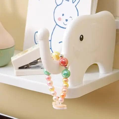 K.B. SALES Self Adhesive Elephant Shape Wall Shelf for Bathroom, Kitchen & Bedroom | Floating Wall Organizer for Shampoo, Soap, Toothbrush, Remote & Accessories | Plastic | White 4
