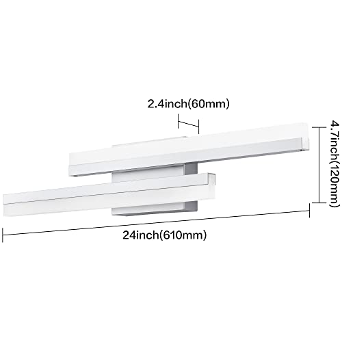 Image of PRESDE 24 inch Inch LED Vanity Light Silver Bathroom Light Fixtures Over Mirror Modern Bath Wall Lighting Bar Dimmable