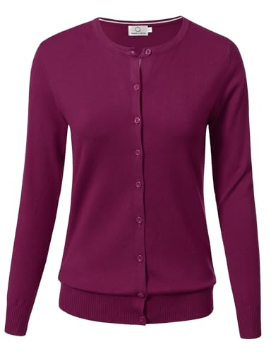 Image of Allsense Women's Long-Sleeve Crewneck Cardigan | Classic Button Down Sweater, Soft Fine Knit, Lightweight