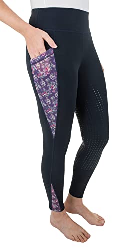 TuffRider Ladies Minerva 3 Season Printed Full Seat Tights- Floral-S