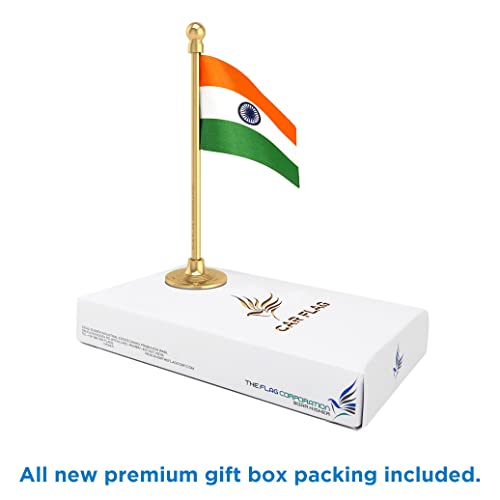 Image of The Flag Corporation Indian Car Dashboard Flag 2in x 3in With a Sublime Gold Stainless Steel Base