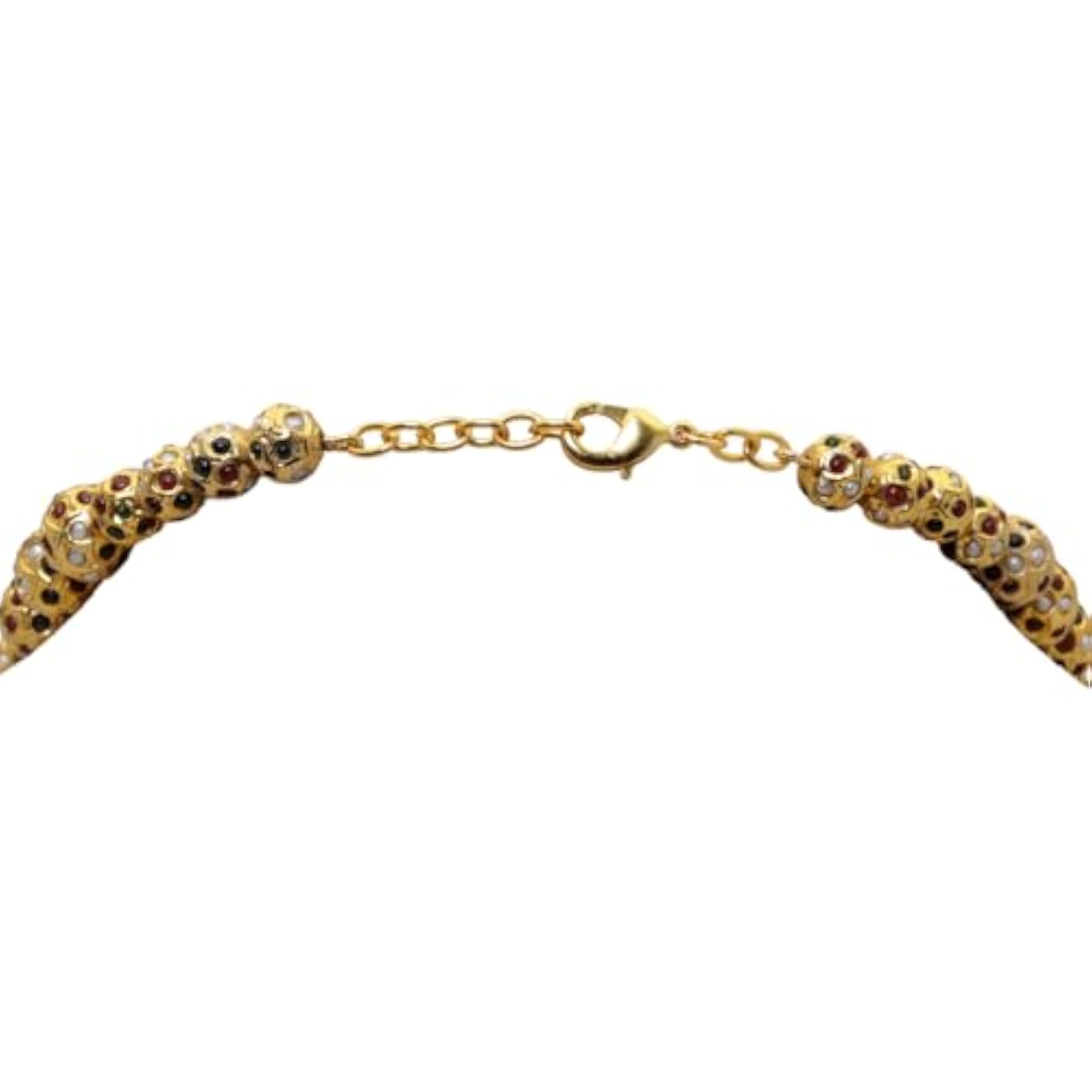 Jaipur Pearl & Multicolor Stone Studded Jadau Balls Necklace