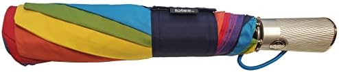 totes Auto Open Auto Close Golf Umbrella with SunGuard UPF 50+, eco-friendly, 55" Coverage, Rainbow