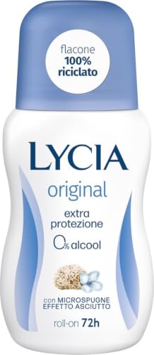 Lycia, Original Deodorante Roll On con Antibatterico e Microspugne Effetto Asciutto per una Sensazione di Freschezza Durevole, Efficace fino a 48H, Senza Alcool, 50 ml