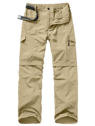 Mens Hiking Pants Convertible Outdoor Waterproof Quick Dry Zip Off Lightweight Travel Fishing Boy Scout Pants6088-khaki-34