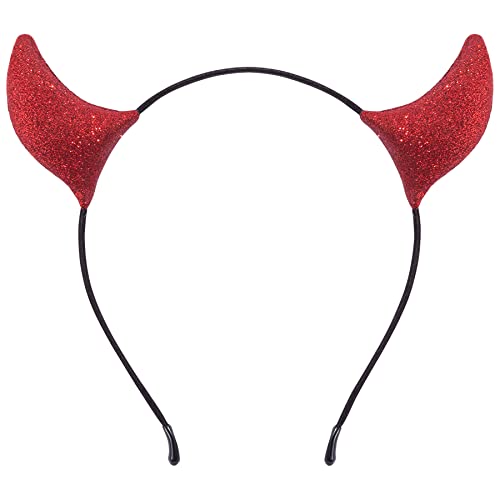 Glitter Devil Horns Headband - HKFUON Sparkly Halloween Devil Ears Headband Cute Sexy Hair Band...