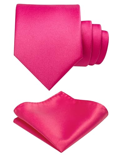 Image of RBOCOTT Solid Color Tie and Pocket Square Hankerchief with Lapel Pin Set for Men