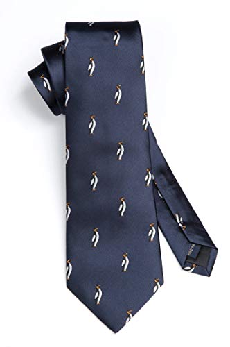 Image of HISDERN Ties for Men Classic Animal Tie and Pocket Square Set Jacquard Woven Silk Neckties Handkerchief Wedding Party