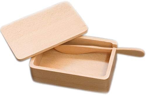Mantequera de madera con cuchillo de mantequilla tallado en haya