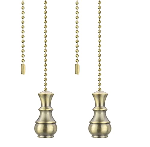 Image of Aspen Creative 20515-42, 12 inch Ceiling Fan Beaded Solid Steel Decorative Pull Chain /Antique Brass Finish, 2 Pack