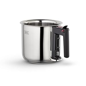 KHG Simmertopf 16 cm Edelstahl 1, 5 L doppelwandig - Wasserbad-Topf mit Innenskala, Grifföffnung zum Nachfüllen - ideal für Milch-, Grieß- & Reisspeisen - für alle Herdarten auch Induktion