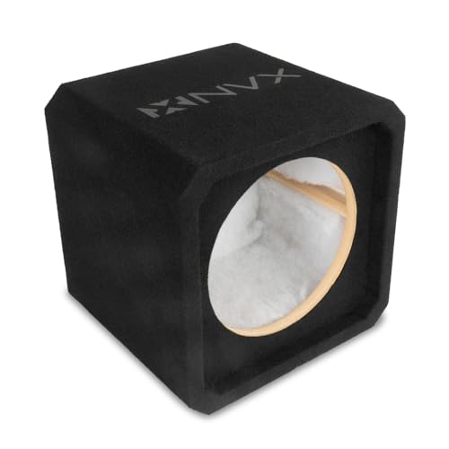 NVX NE101S Single 10” Sealed Subwoofer Enclosure Box, 0.65 Cu Ft, 3/4” MDF, Black Carpet, Polyfill Lined, CNC Built, Push Terminals