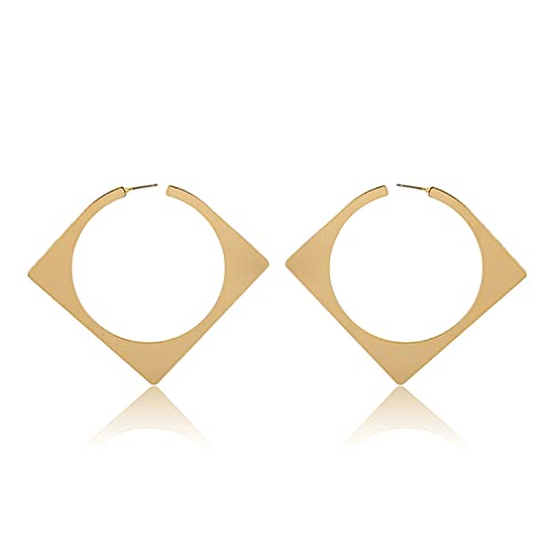 Boucles d'oreilles créoles carrées en argent pour femme au style minimaliste