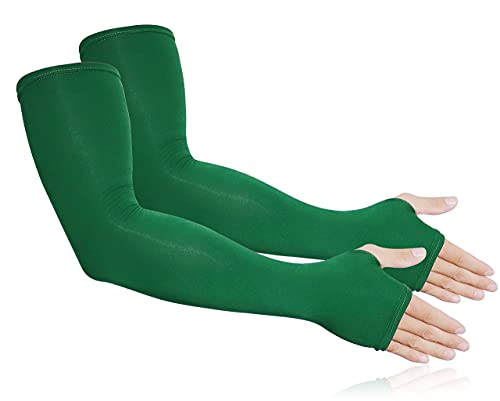 Bellady Arm Sleeves for Men,Stretchy Sleeve for Arm Tattoo Cover,Long Fingerless Gloves,Green