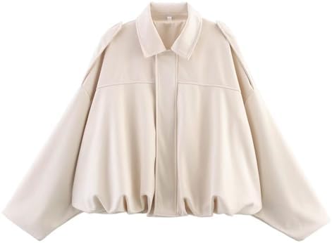 Xunger Women's Faux Suede Bomber Jacket Spring Lapel Pilot Coat Casual Oversized Long Sleeves Trendy Streetwear Outerwear