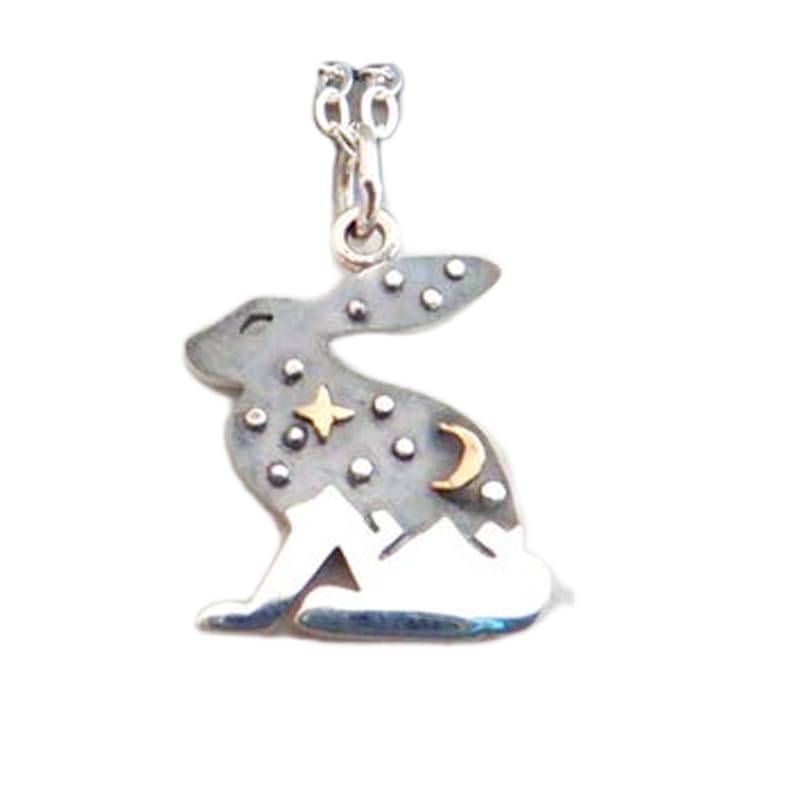 Pendentif lièvre sauvage argent et lune éveillez votre intuition