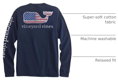 Image of Vineyard Vines Men's Flag Whale Long-Sleeve Pocket Tee
