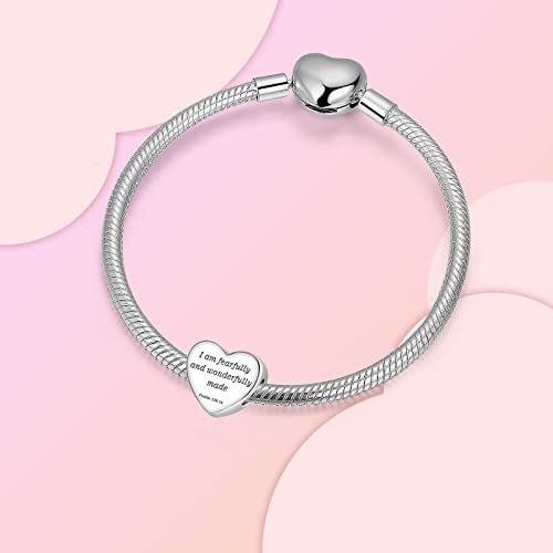 Image of LUXILLA Love You Best Friend Grandma Wife Heart Charm 925 Sterling Silver Charms Fit for Bracelets Necklace Jewelry Gift for Women