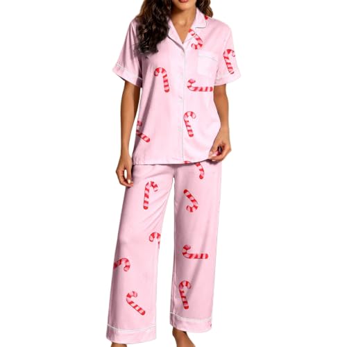 Christmas Pajamas For Women Set Short Sleeve Top And Long Pants Lounge Sets - image 2