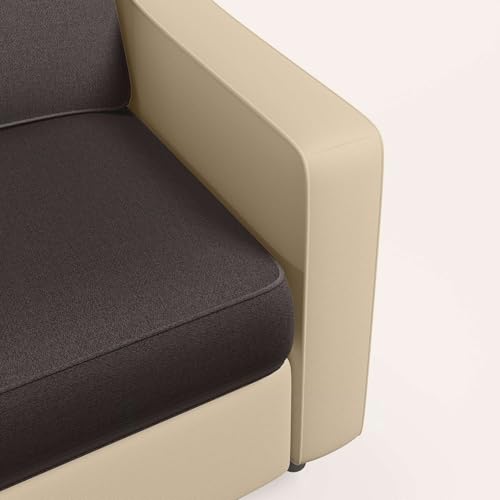 Image of Interio by Godrej Sofa, Glee 1 Seater Fabric Sofa, 1-Year Warranty, Cream and Coffee Brown