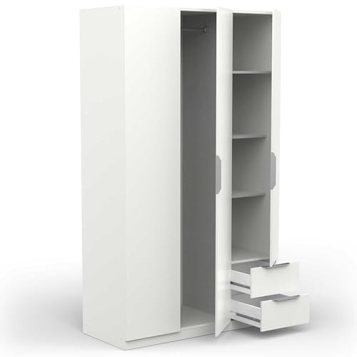 Armoire Dressing 3 Portes Blanc avec Tiroirs Demeyere