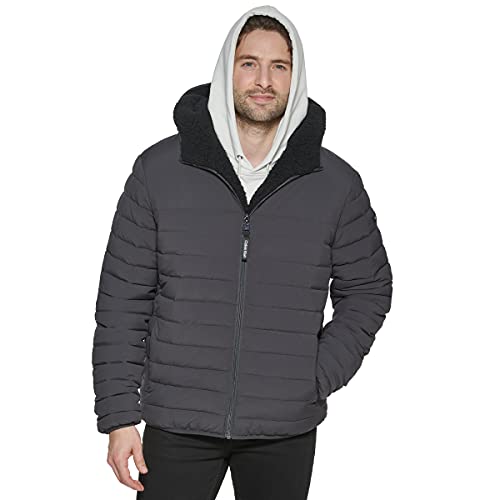 Image of Calvin Klein mens Lightweight Packable Down Jacket With Sherpa Lining